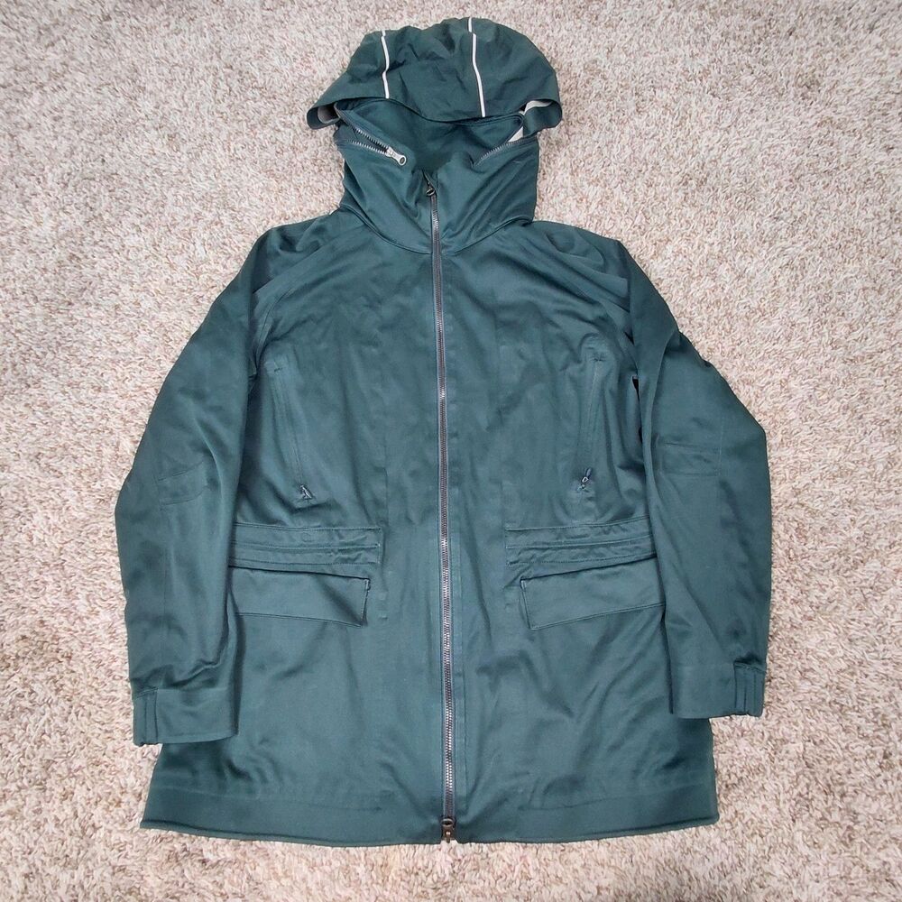 Lululemon &Go Cityfarer Anorak Jacket Women 6 Dark Green Full Zip Softshell Hood